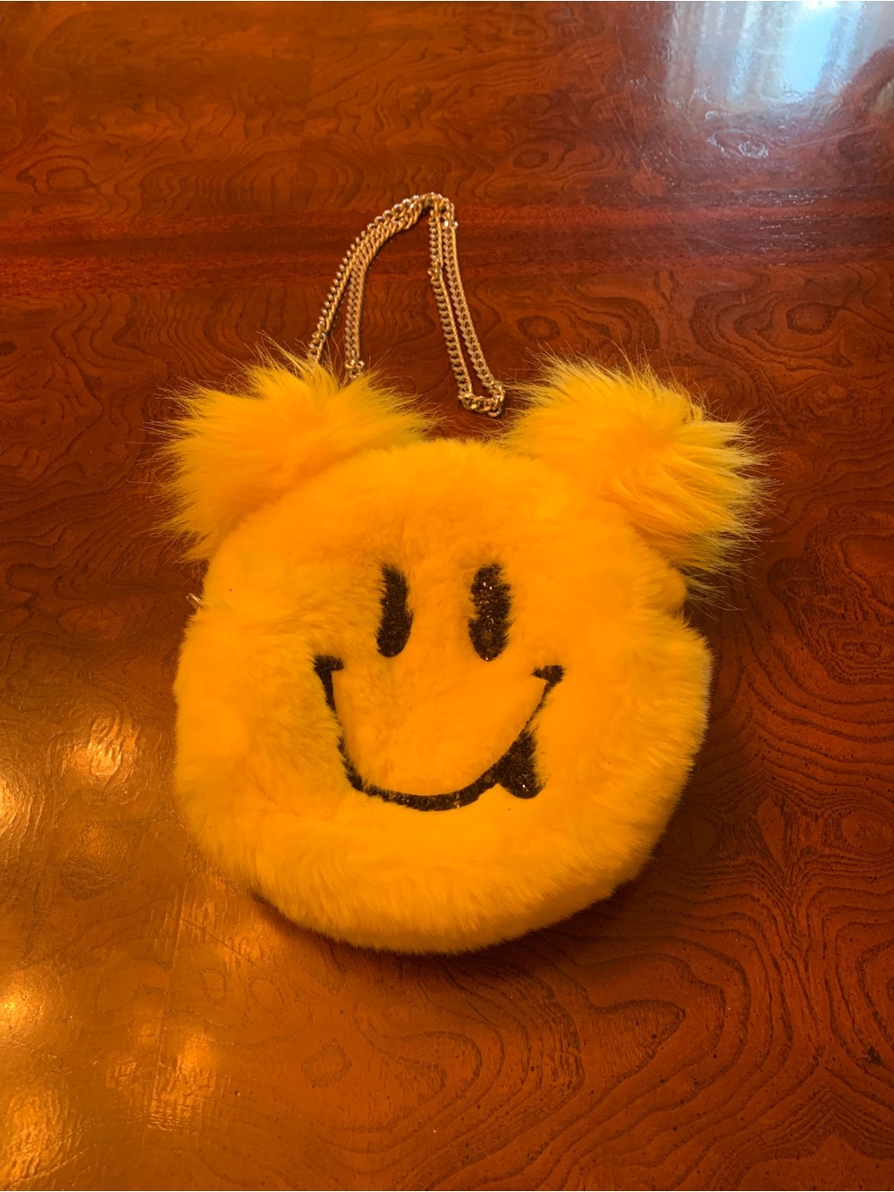 The Children's Place Yellow Fuzzy Smiley Face Crossbody Bag